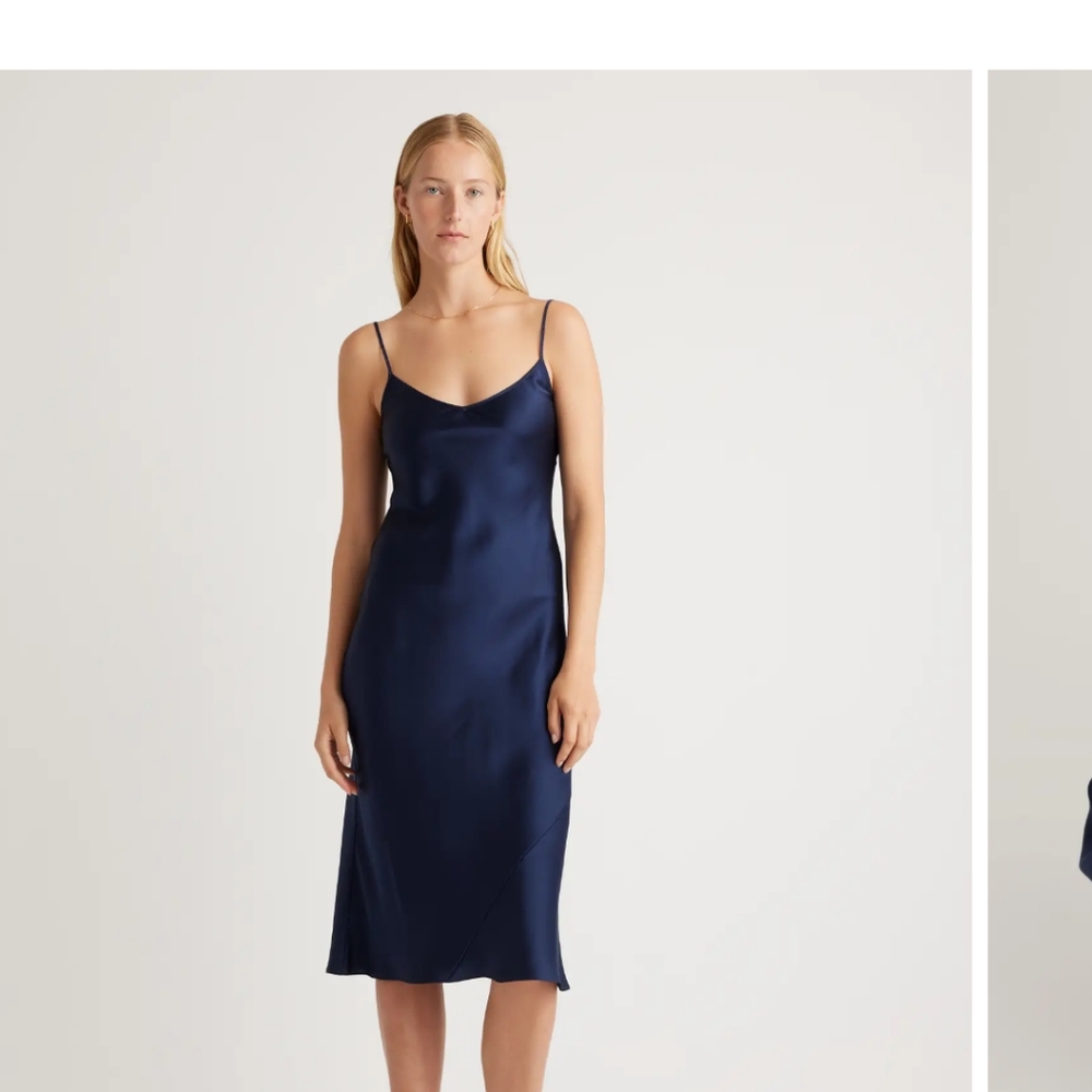 Quince navy slip dress XS- NWOT